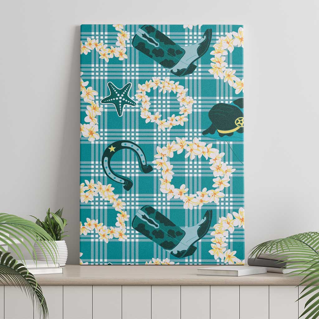 Aloha Hawaii Paniolo Teal Palaka Canvas Wall Art Coastal Rodeo LT7 - Polynesian Pride