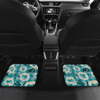 Aloha Hawaii Paniolo Teal Palaka Car Mats Coastal Rodeo LT7 Set 2pcs - Back Teal - Polynesian Pride