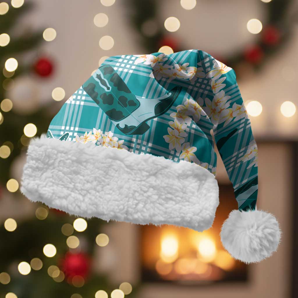 Aloha Hawaii Paniolo Teal Palaka Christmas Santa Hat Coastal Rodeo LT7 With Fur Teal - Polynesian Pride