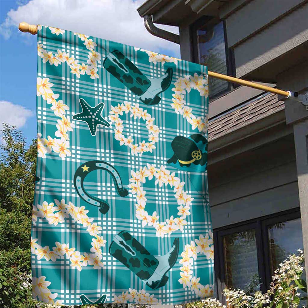 Aloha Hawaii Paniolo Teal Palaka Garden Flag Coastal Rodeo LT7 - Polynesian Pride