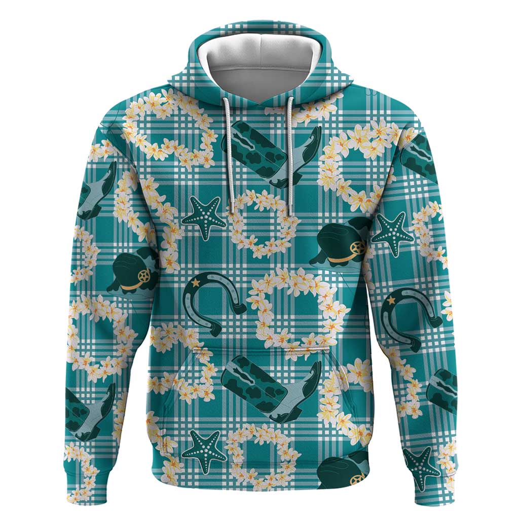 Aloha Hawaii Paniolo Teal Palaka Hoodie Coastal Rodeo LT7 Pullover Hoodie Teal - Polynesian Pride