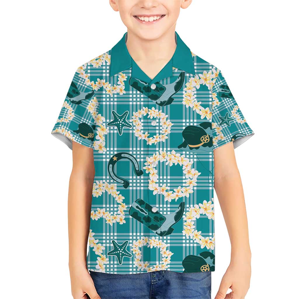 Aloha Hawaii Paniolo Teal Palaka Kid Hawaiian Shirt Coastal Rodeo LT7 Kid Teal - Polynesian Pride