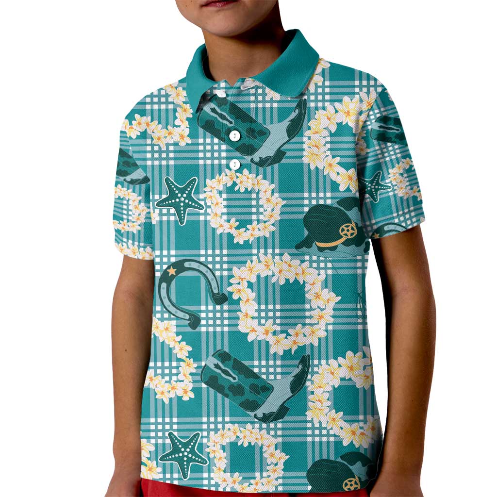 Aloha Hawaii Paniolo Teal Palaka Kid Polo Shirt Coastal Rodeo LT7 Kid Teal - Polynesian Pride