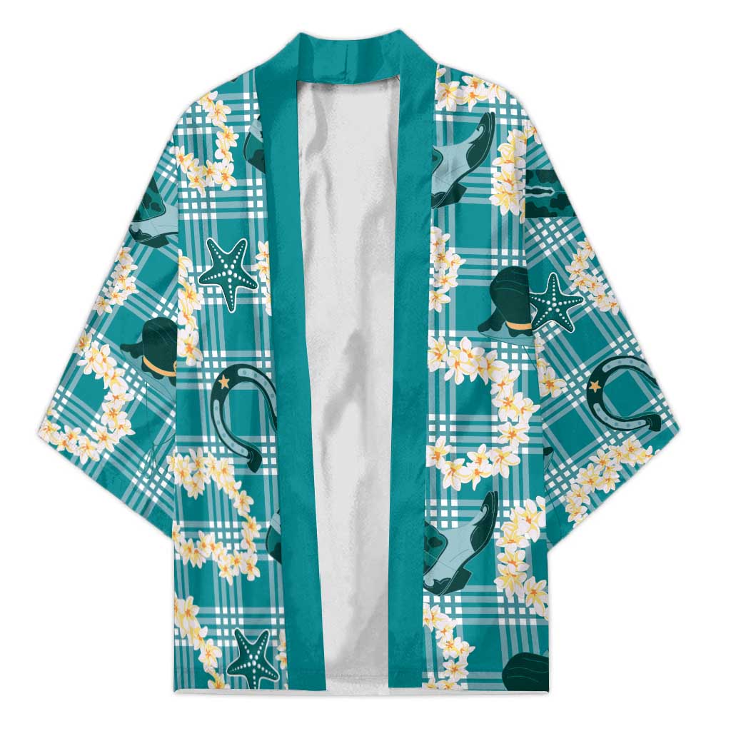 Aloha Hawaii Paniolo Teal Palaka Kimono Coastal Rodeo LT7 Unisex Teal - Polynesian Pride