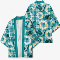 Aloha Hawaii Paniolo Teal Palaka Kimono Coastal Rodeo LT7 - Polynesian Pride
