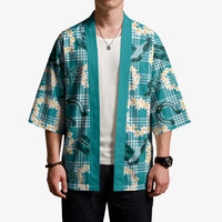 Aloha Hawaii Paniolo Teal Palaka Kimono Coastal Rodeo LT7 - Polynesian Pride