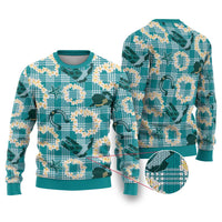 Aloha Hawaii Paniolo Teal Palaka Ugly Christmas Sweater Coastal Rodeo LT7 Teal - Polynesian Pride