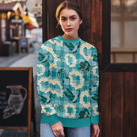 Aloha Hawaii Paniolo Teal Palaka Ugly Christmas Sweater Coastal Rodeo LT7 - Polynesian Pride