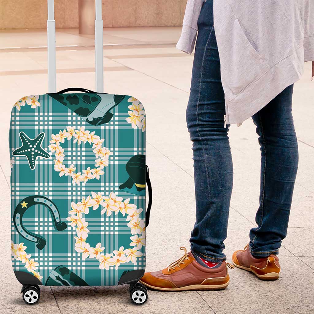 Aloha Hawaii Paniolo Teal Palaka Luggage Cover Coastal Rodeo LT7 Teal - Polynesian Pride