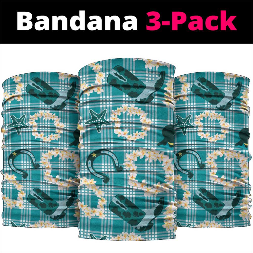 Aloha Hawaii Paniolo Teal Palaka Neck Gaiter Coastal Rodeo LT7 package One Size: 25*50cm Teal - Polynesian Pride
