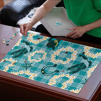 Aloha Hawaii Paniolo Teal Palaka Puzzle Coastal Rodeo LT7 - Polynesian Pride