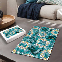 Aloha Hawaii Paniolo Teal Palaka Puzzle Coastal Rodeo LT7 - Polynesian Pride