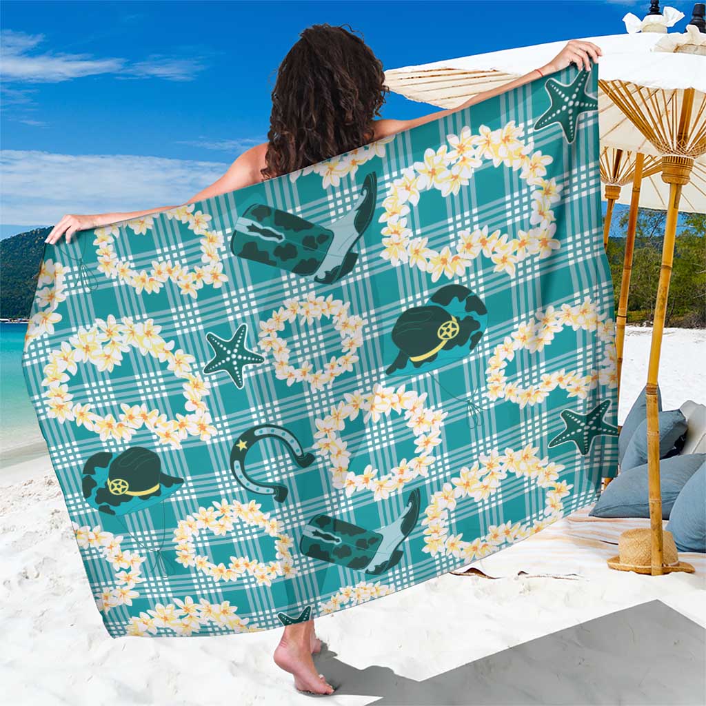 Aloha Hawaii Paniolo Teal Palaka Sarong Coastal Rodeo LT7 One Size 44 x 66 inches Teal - Polynesian Pride