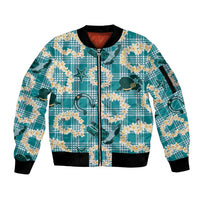 Aloha Hawaii Paniolo Teal Palaka Sleeve Zip Bomber Jacket Coastal Rodeo LT7 Unisex Teal - Polynesian Pride