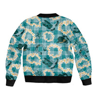 Aloha Hawaii Paniolo Teal Palaka Sleeve Zip Bomber Jacket Coastal Rodeo LT7 - Polynesian Pride