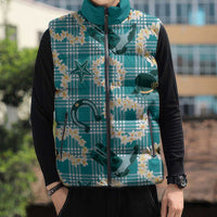 Aloha Hawaii Paniolo Teal Palaka Sleeveless Puffer Jacket Coastal Rodeo LT7 - Polynesian Pride