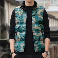 Aloha Hawaii Paniolo Teal Palaka Sleeveless Puffer Jacket Coastal Rodeo LT7 - Polynesian Pride