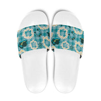 Aloha Hawaii Paniolo Teal Palaka Slide Sandals Coastal Rodeo LT7 Teal - Polynesian Pride