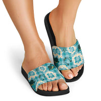 Aloha Hawaii Paniolo Teal Palaka Slide Sandals Coastal Rodeo LT7 - Polynesian Pride
