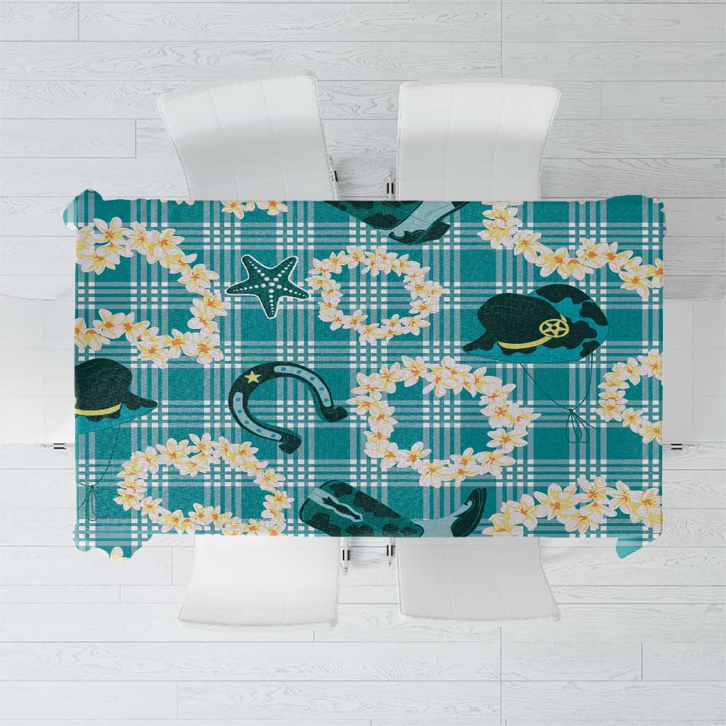 Aloha Hawaii Paniolo Teal Palaka Tablecloth Coastal Rodeo LT7 Teal - Polynesian Pride