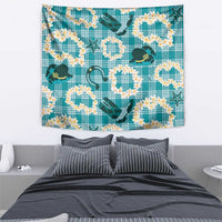 Aloha Hawaii Paniolo Teal Palaka Tapestry Coastal Rodeo LT7 - Polynesian Pride