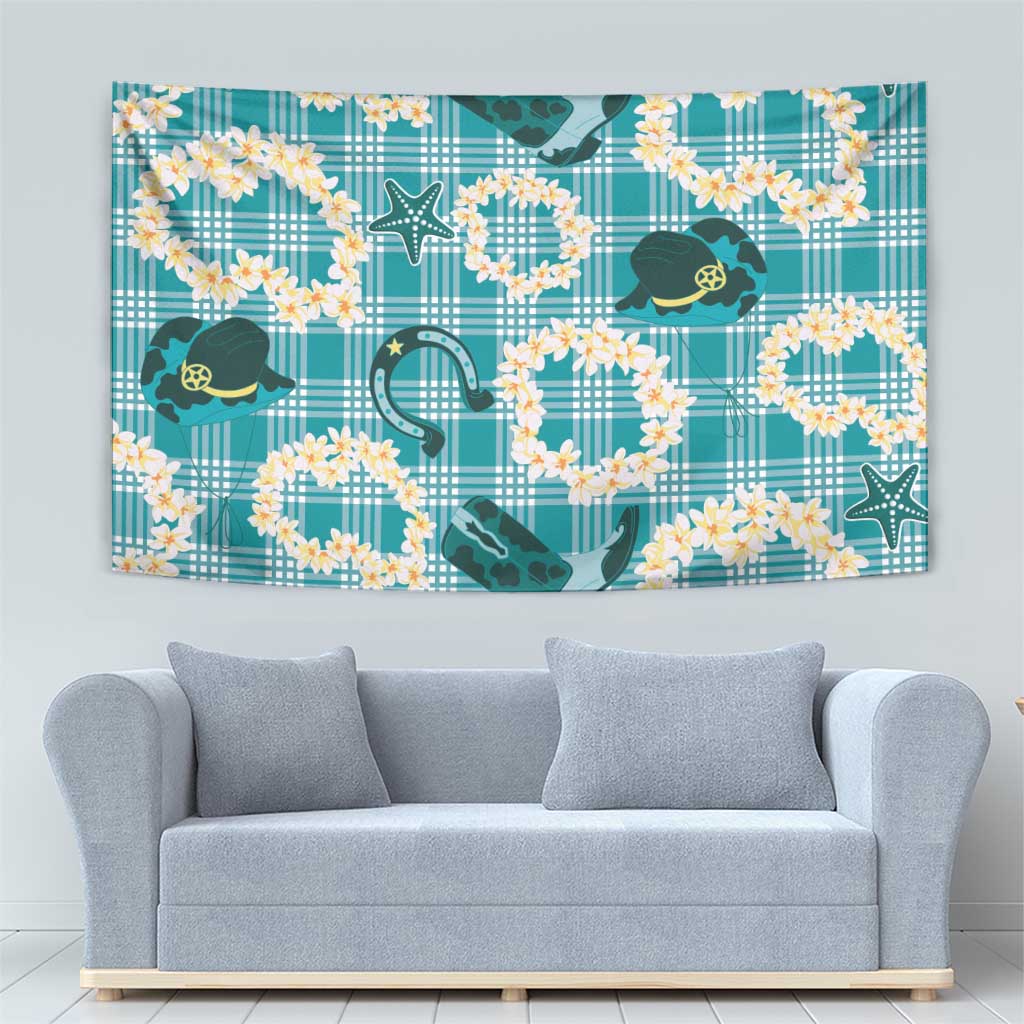 Aloha Hawaii Paniolo Teal Palaka Tapestry Coastal Rodeo LT7 - Polynesian Pride