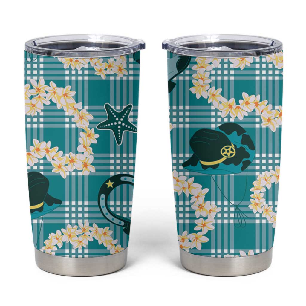 Aloha Hawaii Paniolo Teal Palaka Tumbler Cup Coastal Rodeo LT7 Teal - Polynesian Pride