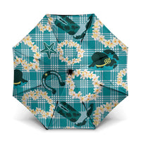 Aloha Hawaii Paniolo Teal Palaka Umbrella Coastal Rodeo LT7 One Size Folded 11.42 inch Opened Diameter 37.4 inch Teal - Polynesian Pride