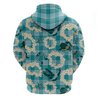 Aloha Hawaii Paniolo Teal Palaka Zip Hoodie Coastal Rodeo LT7 - Polynesian Pride