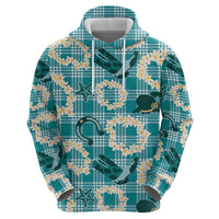 Aloha Hawaii Paniolo Teal Palaka Zip Hoodie Coastal Rodeo LT7 - Polynesian Pride