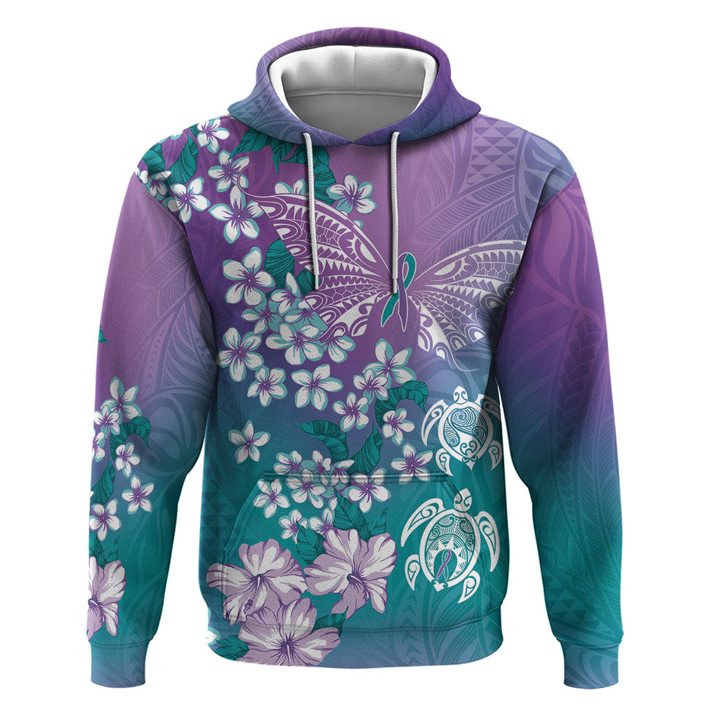 Dreamy Butterfly Polynesian Purple Teal Tribal Art Hoodie Floral Vibes LT7 Pullover Hoodie Purple Teal - Polynesian Pride