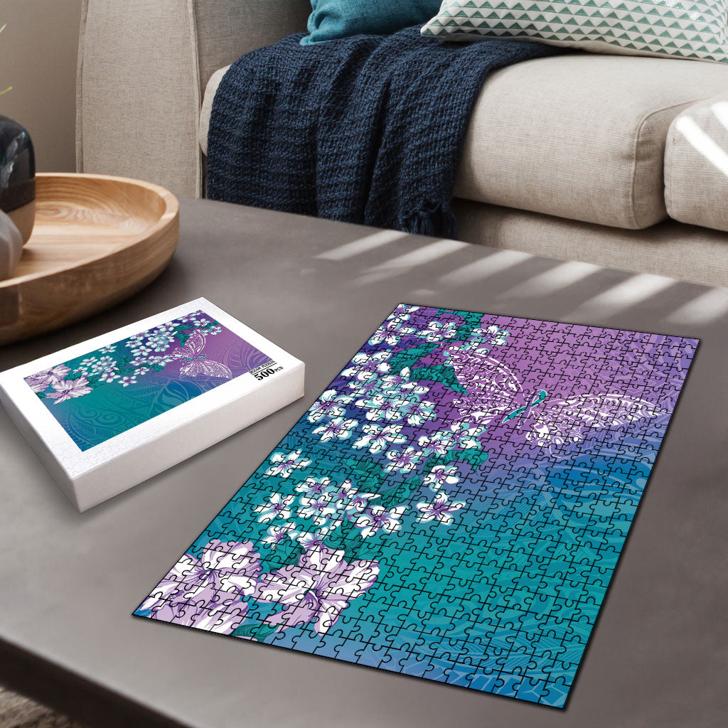 Dreamy Butterfly Polynesian Purple Teal Tribal Art Puzzle Floral Vibes LT7 - Polynesian Pride