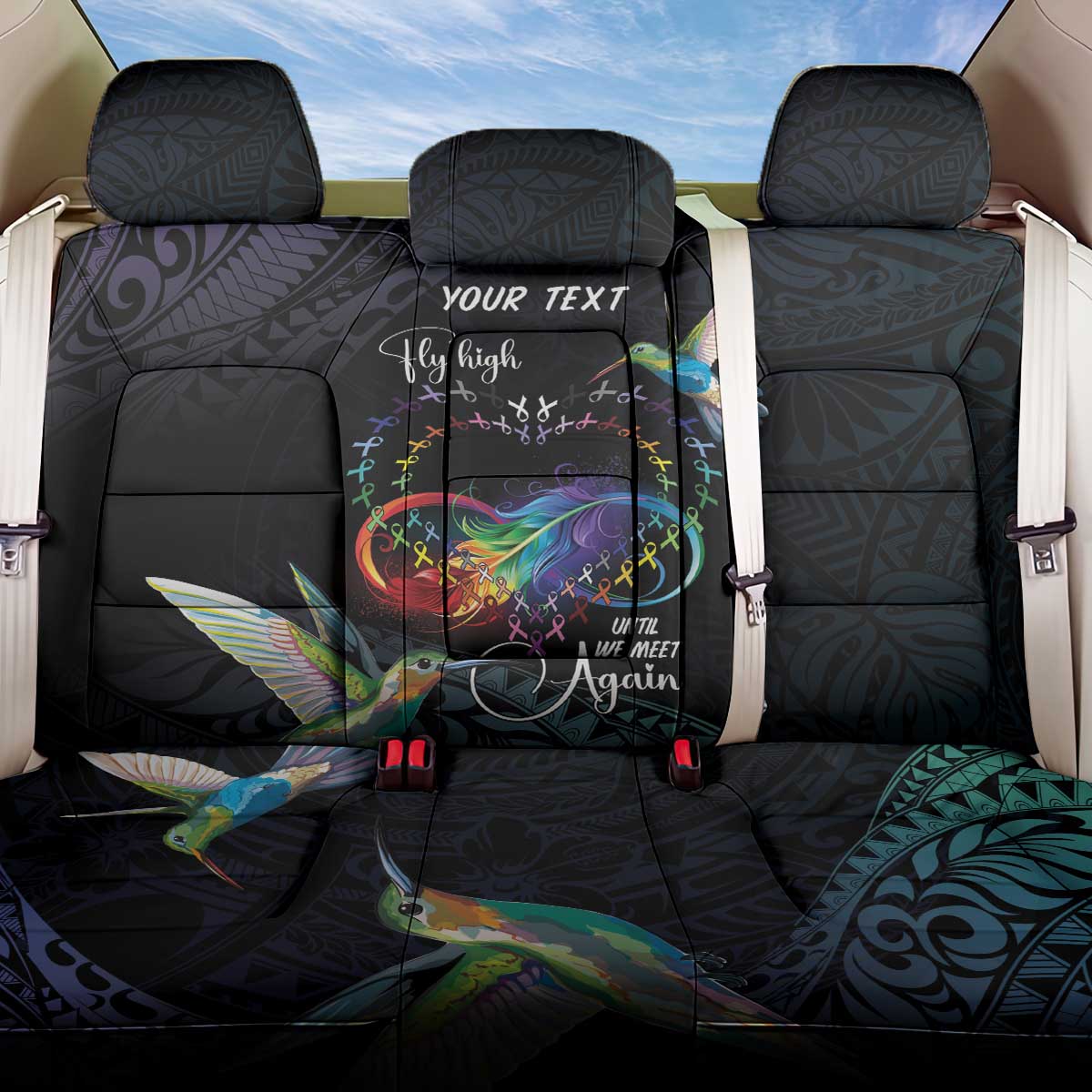 Polynesian Cancers Awareness Back Car Seat Cover Hummingbird - Fly High Until We Meet Again LT7 One Size Colorful - Polynesian Pride