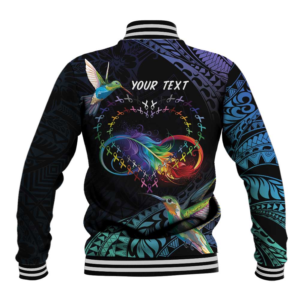 Polynesian Cancers Awareness Baseball Jacket Hummingbird - Fly High Until We Meet Again LT7 - Polynesian Pride