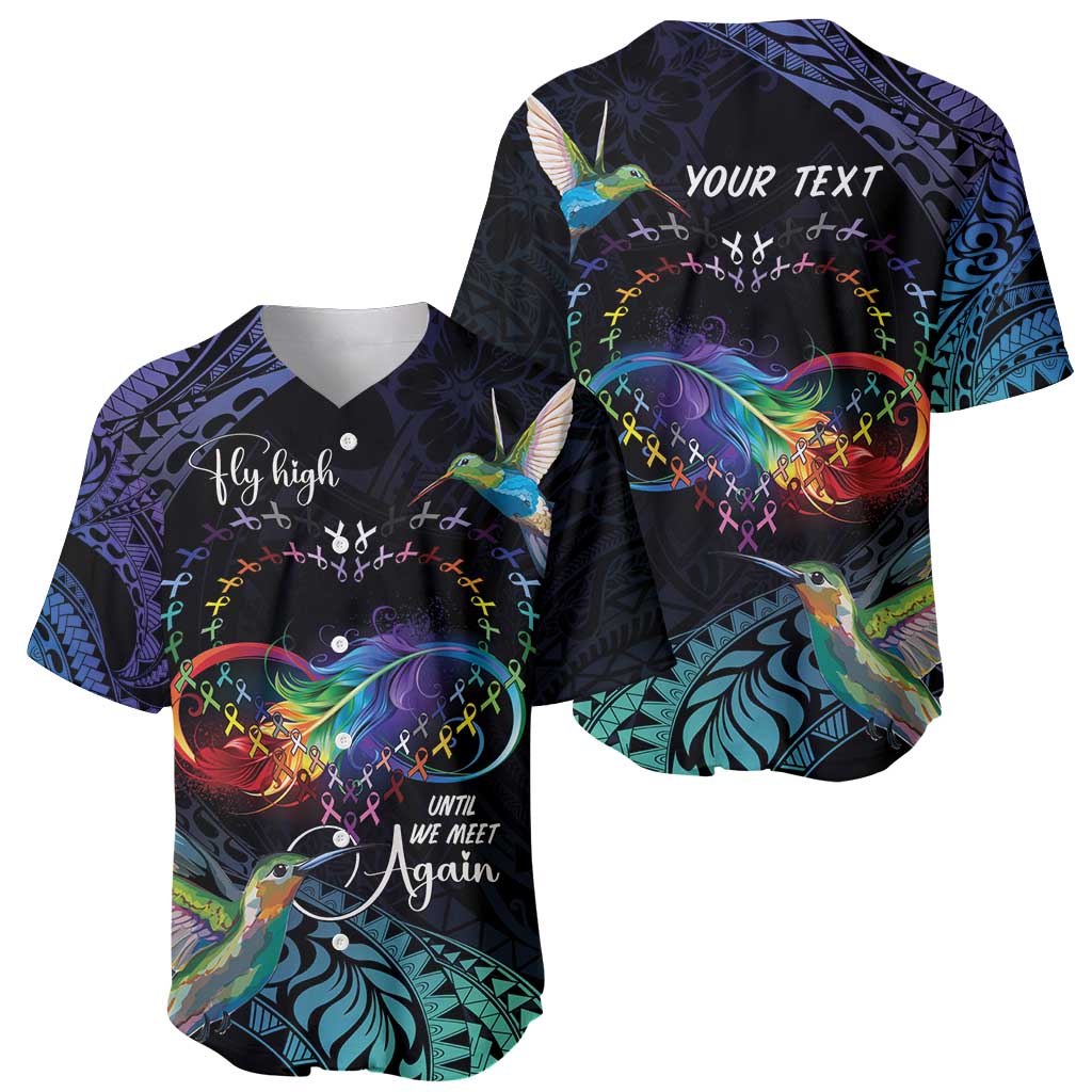 Polynesian Cancers Awareness Baseball Jersey Hummingbird - Fly High Until We Meet Again LT7 - Polynesian Pride