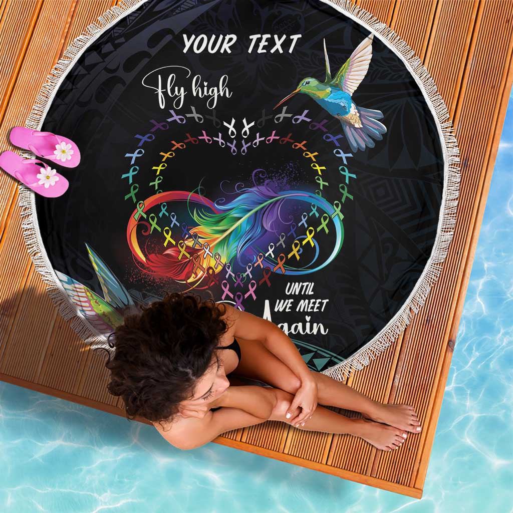 Polynesian Cancers Awareness Beach Blanket Hummingbird - Fly High Until We Meet Again LT7 - Polynesian Pride
