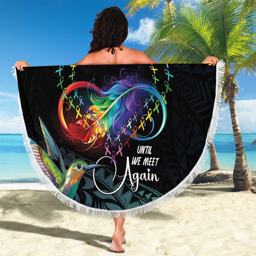 Polynesian Cancers Awareness Beach Blanket Hummingbird - Fly High Until We Meet Again LT7 - Polynesian Pride