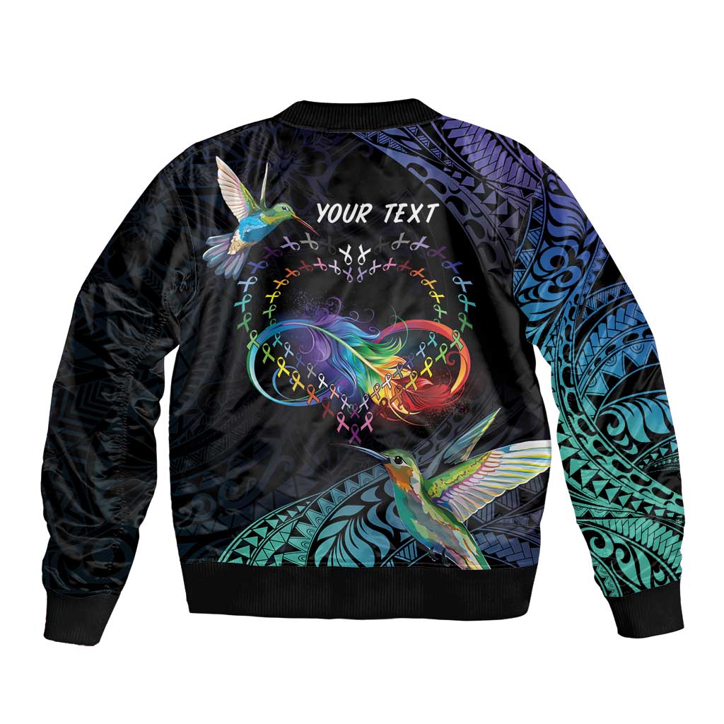 Polynesian Cancers Awareness Bomber Jacket Hummingbird - Fly High Until We Meet Again LT7 - Polynesian Pride
