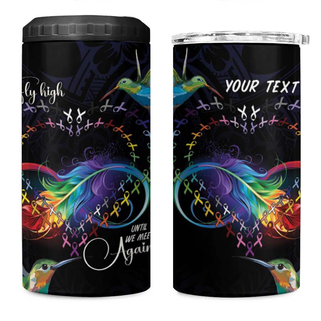 Polynesian Cancers Awareness 4 in 1 Can Cooler Tumbler Hummingbird - Fly High Until We Meet Again LT7 One Size: 16 oz Colorful - Polynesian Pride