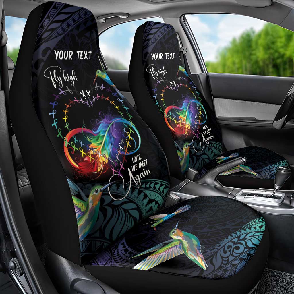 Polynesian Cancers Awareness Car Seat Cover Hummingbird - Fly High Until We Meet Again LT7 - Polynesian Pride