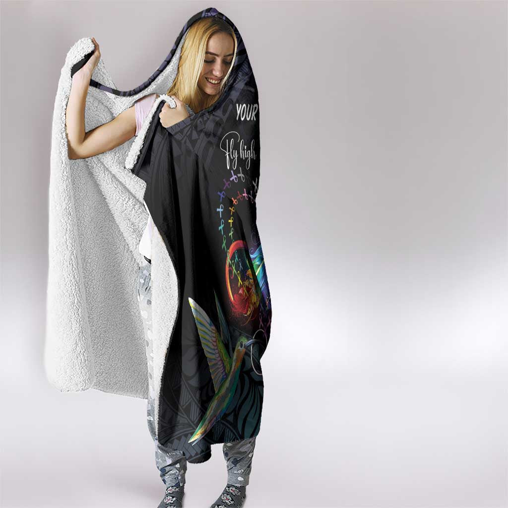 Polynesian Cancers Awareness Hooded Blanket Hummingbird - Fly High Until We Meet Again LT7 - Polynesian Pride