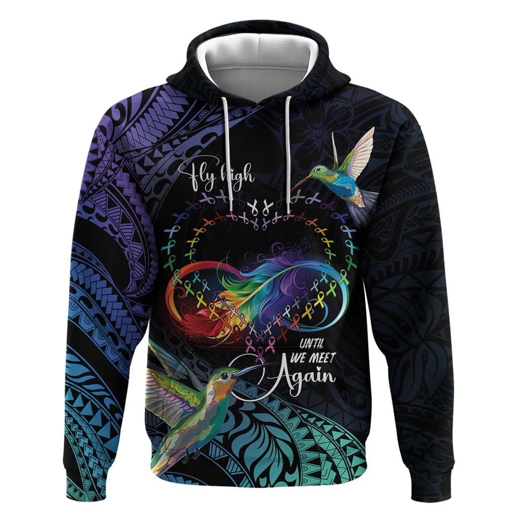 Polynesian Cancers Awareness Hoodie Hummingbird - Fly High Until We Meet Again LT7 Pullover Hoodie Colorful - Polynesian Pride