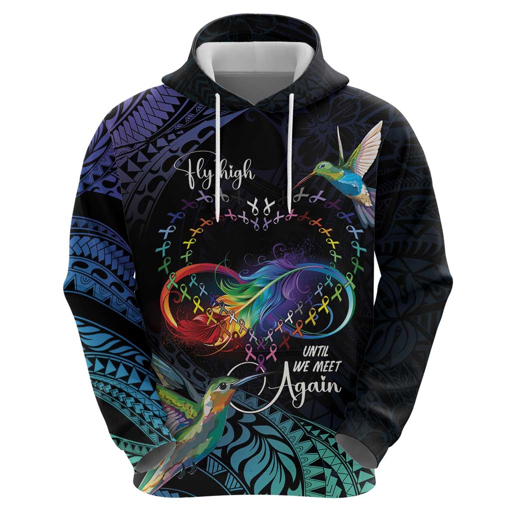 Polynesian Cancers Awareness Hoodie Hummingbird - Fly High Until We Meet Again LT7 - Polynesian Pride