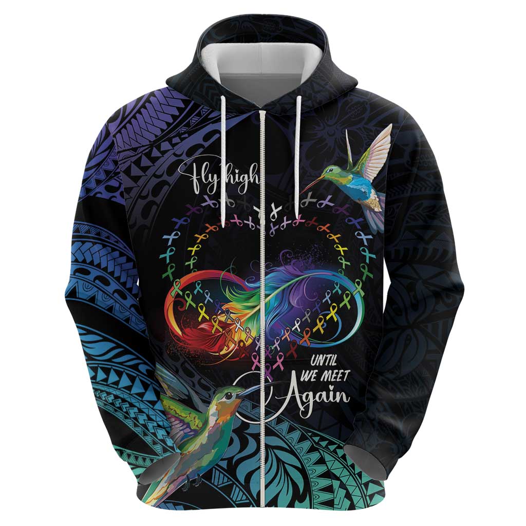 Polynesian Cancers Awareness Hoodie Hummingbird - Fly High Until We Meet Again LT7 - Polynesian Pride