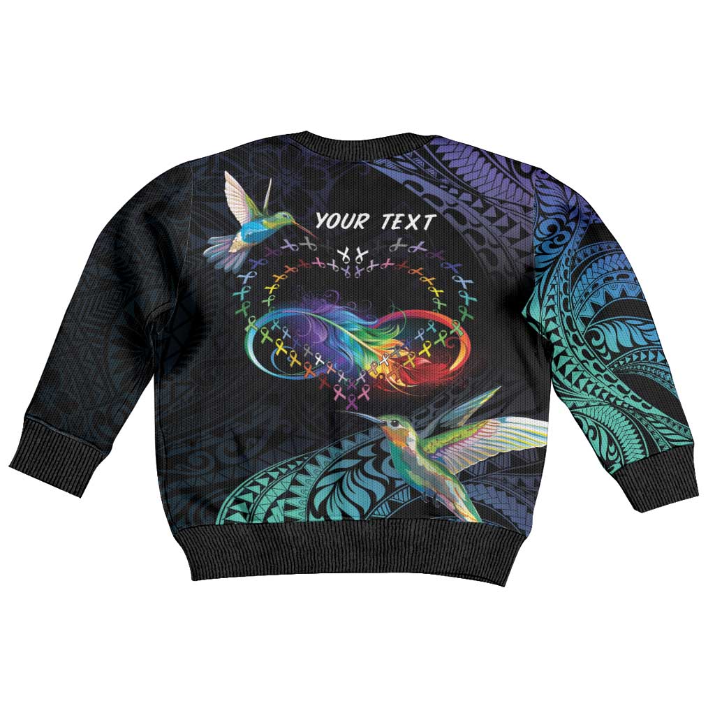 Polynesian Cancers Awareness Kid Ugly Christmas Sweater Hummingbird - Fly High Until We Meet Again LT7 - Polynesian Pride