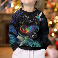 Polynesian Cancers Awareness Kid Ugly Christmas Sweater Hummingbird - Fly High Until We Meet Again LT7 - Polynesian Pride