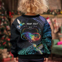Polynesian Cancers Awareness Kid Ugly Christmas Sweater Hummingbird - Fly High Until We Meet Again LT7 - Polynesian Pride