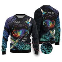 Polynesian Cancers Awareness Ugly Christmas Sweater Hummingbird - Fly High Until We Meet Again LT7 Colorful - Polynesian Pride