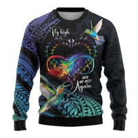 Polynesian Cancers Awareness Ugly Christmas Sweater Hummingbird - Fly High Until We Meet Again LT7 - Polynesian Pride