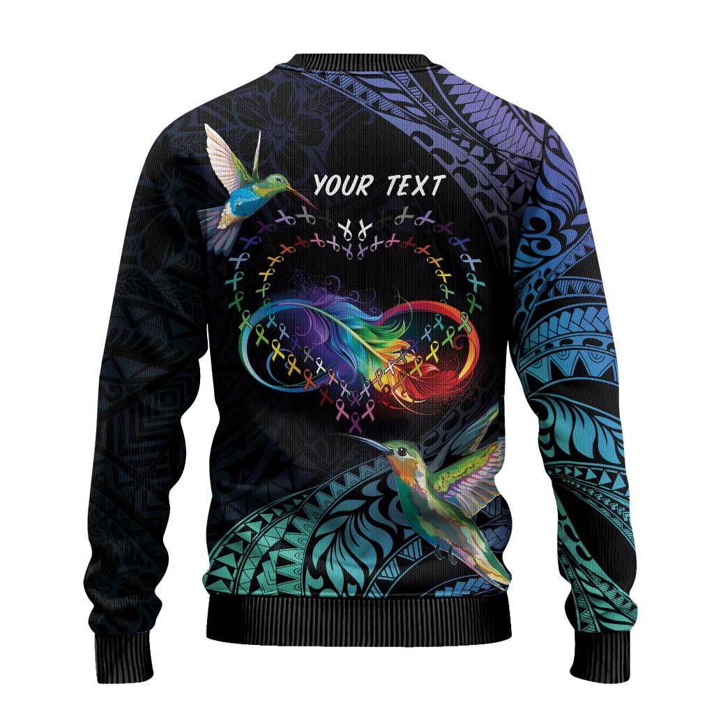 Polynesian Cancers Awareness Ugly Christmas Sweater Hummingbird - Fly High Until We Meet Again LT7 - Polynesian Pride